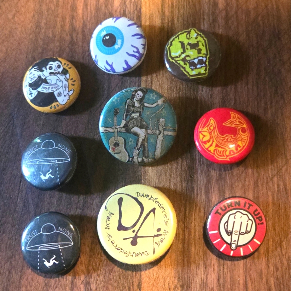Y2K Pin Flair - Mishka, Harry Potter, etc.